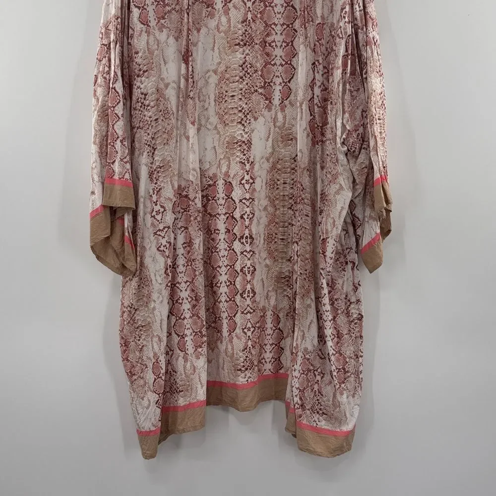 3For$20 Pink and Tan Snake Print Kimono size XXL
